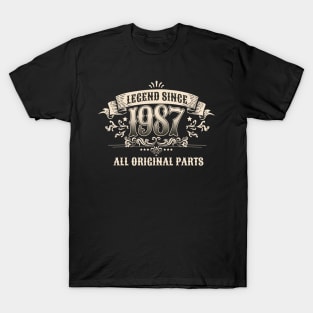 Retro Vintage Birthday Legend since 1987 All Original Parts T-Shirt